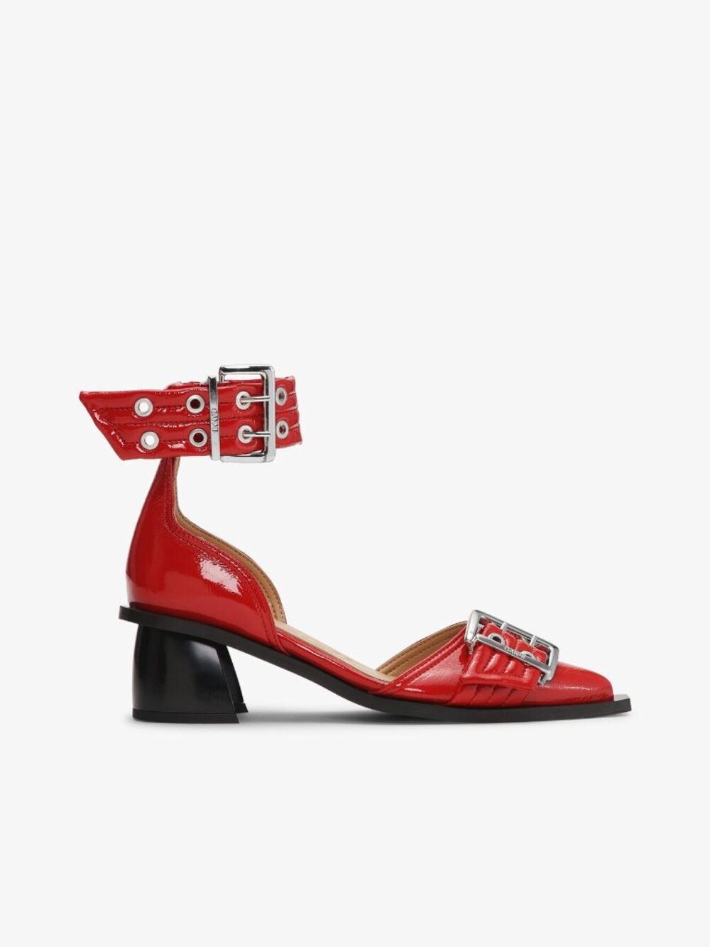 GANNI Chunky Buckle Open Cut Pumps - Picture 6 of 15